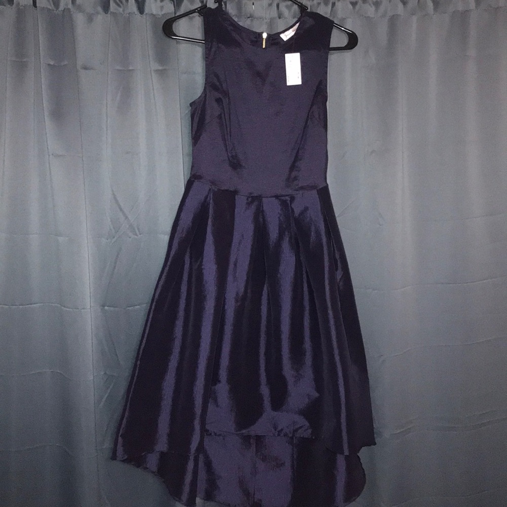 Asymmetrical navy blue dress